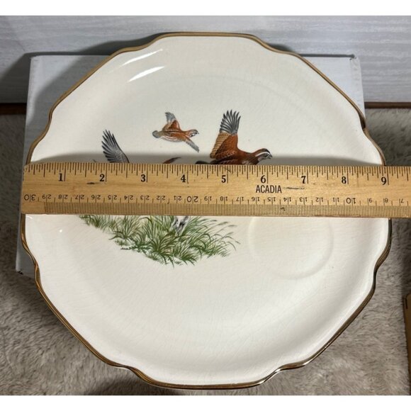 Georgina China Snack Plate & Tea Cup Set USA Breakfast Phesants Cabincore Birds - Picture 8 of 14